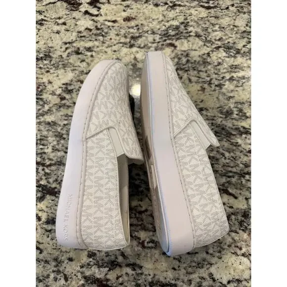 Michael Kors Women's Keaton Slip-On Signature Logo Sneakers White Size 8.5 - Picture 5 of 7